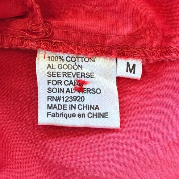 Anthropologie Little Yellow Button With a Flourish Ruffle Neck Red Shirt Dress - Picture 8 of 14